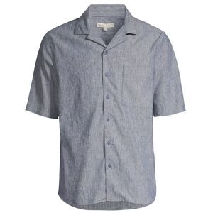 Onia Mens Stretch Yarn Dyed Vacation Shirt Medium Navy - NWT $170